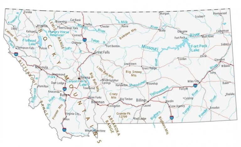 Map of Montana Cities and Towns  Printable City Maps