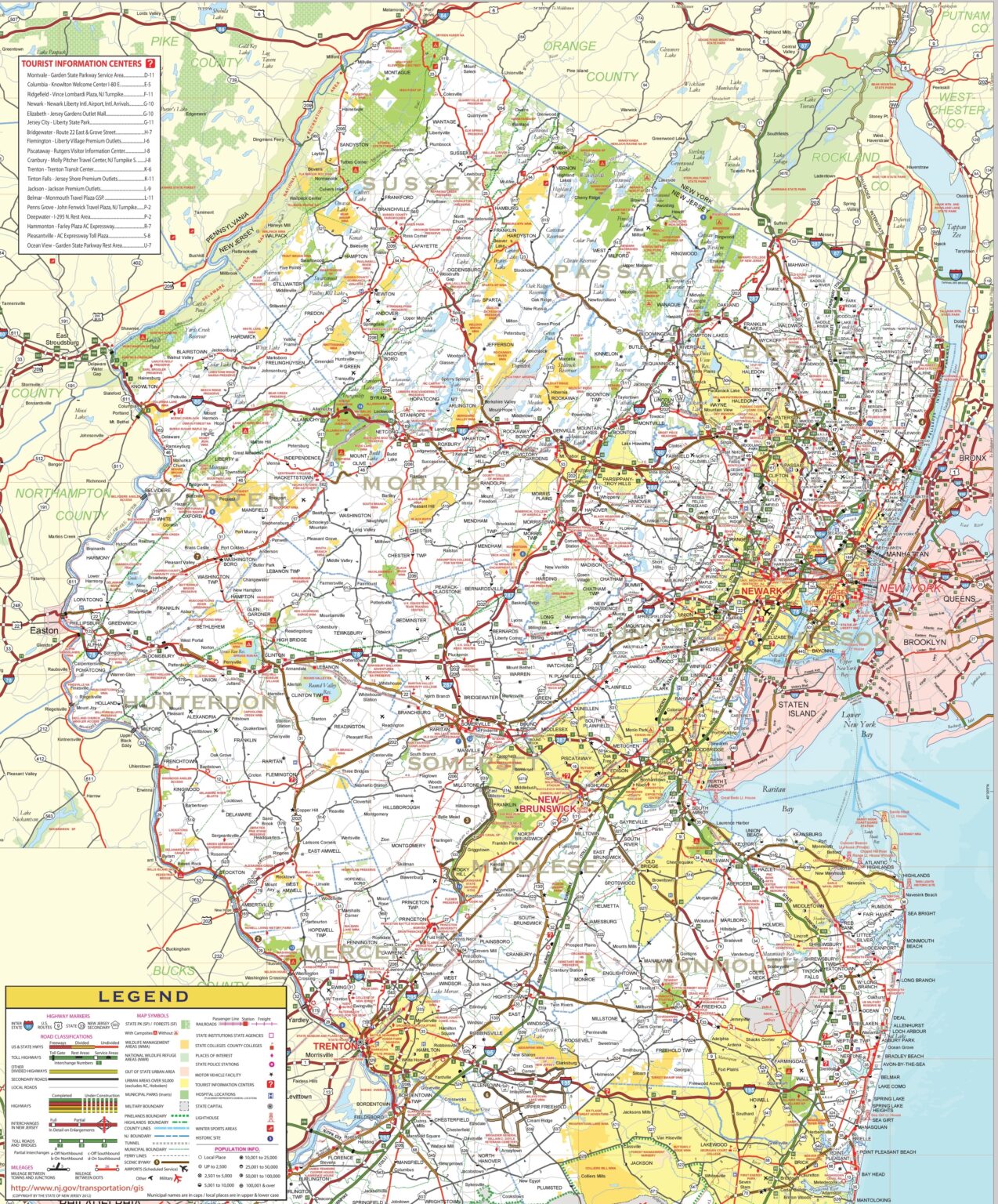 New Jersey (NJ) Map | State, Outline, County, Cities, Towns