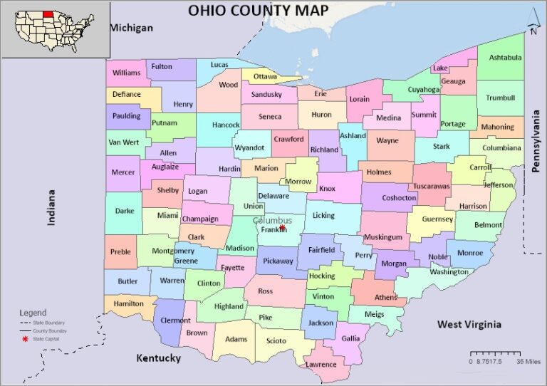 Ohio County Map County Map With Cities 3104