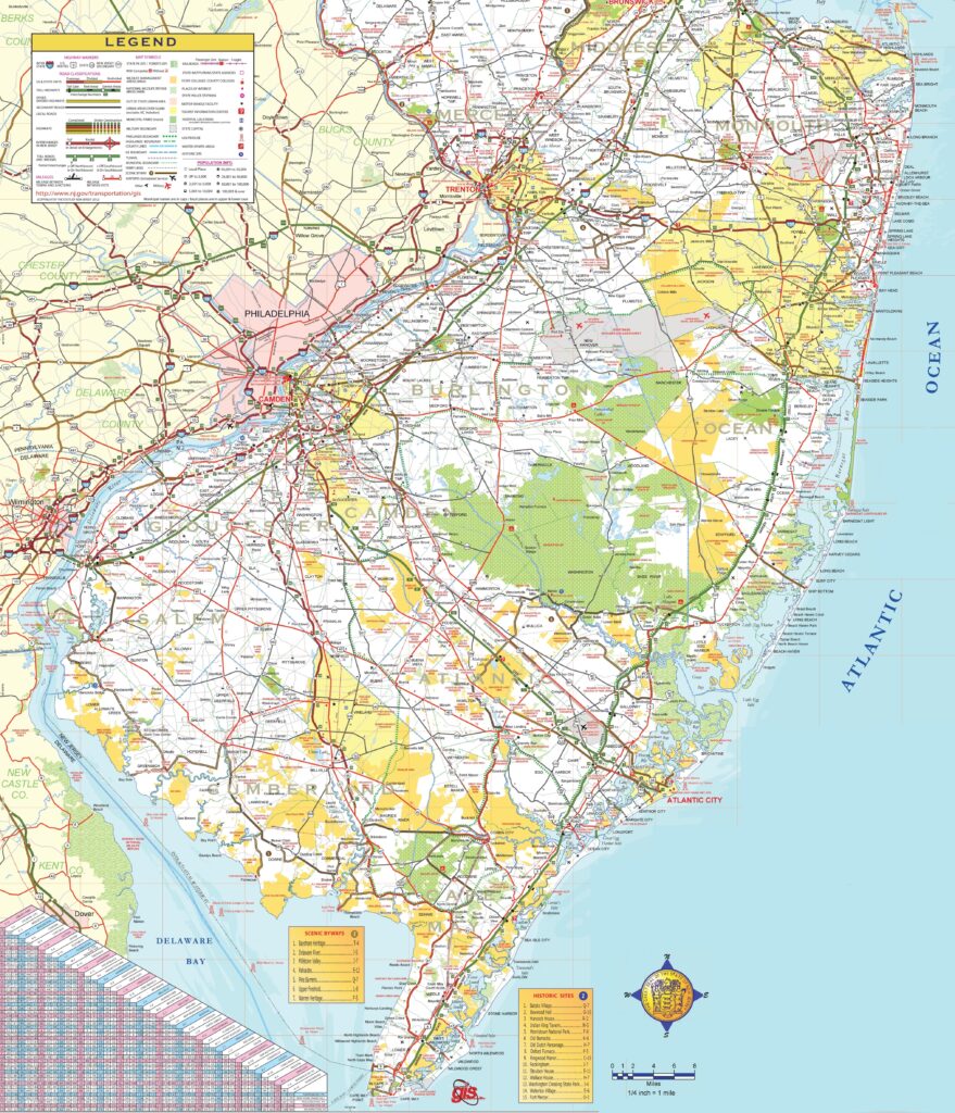 New Jersey (NJ) Map | State, Outline, County, Cities, Towns