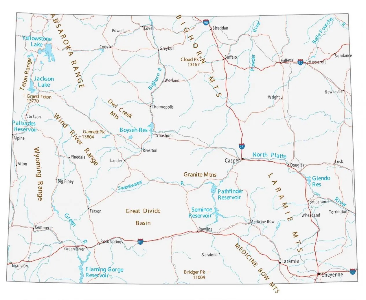 map of wyoming with towns