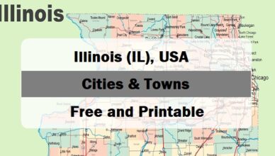 preview Map of Illinois with cities and towns