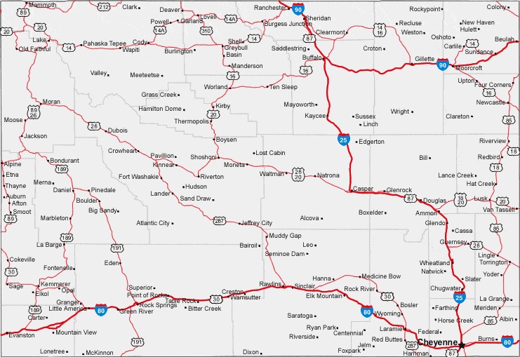 wyoming map with cities