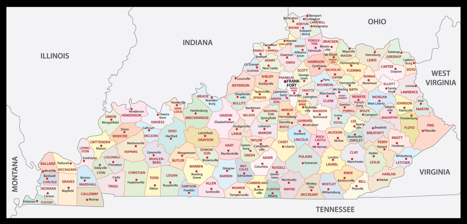 Map Of Kentucky Cities And Towns Printable City Maps 7059