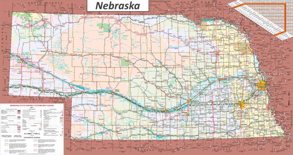 Map of Nebraska | State, Outline, County, Cities, Towns