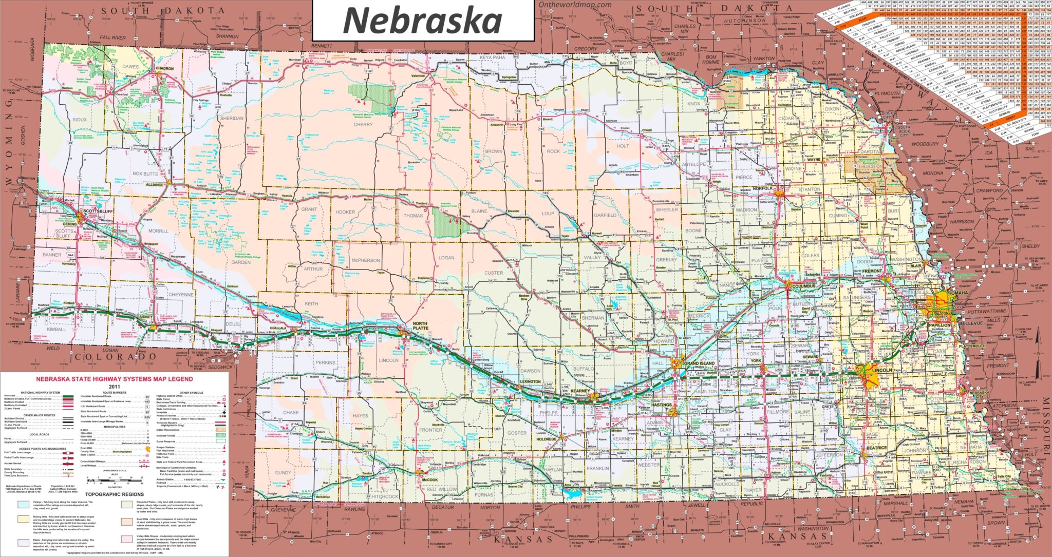 Map Of Nebraska 