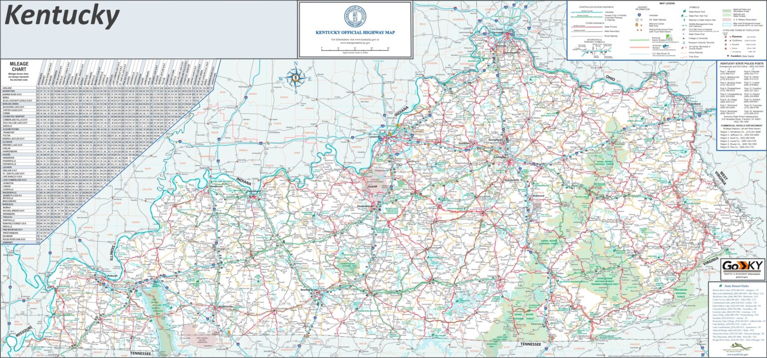 Map of Kentucky Cities and Towns Printable City Maps