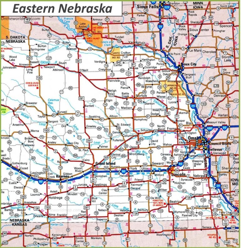 Map of Nebraska | State, Outline, County, Cities, Towns