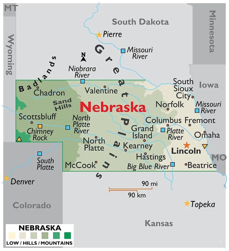 Map Of Nebraska State Outline County Cities Towns