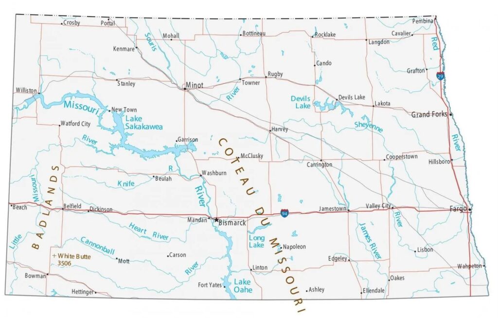 Map of North Dakota Cities and Towns | Printable City Maps