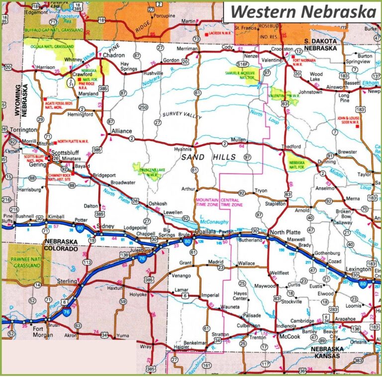 Map of Nebraska | State, Outline, County, Cities, Towns