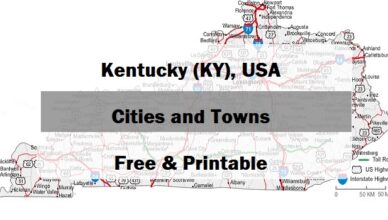 preview map of Kentucky with cities and towns
