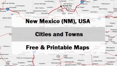 preview map of new mexico with Cities
