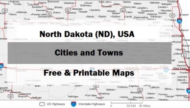 preview map of north dakota with cities and towns