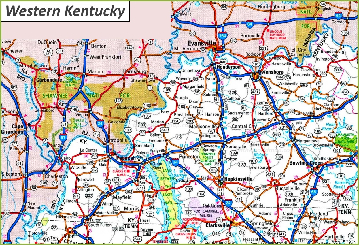 Kentucky (KY) Map | State, Outline, County, Cities, Towns