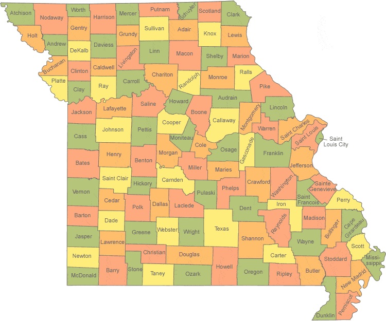 MO Missouri county maps