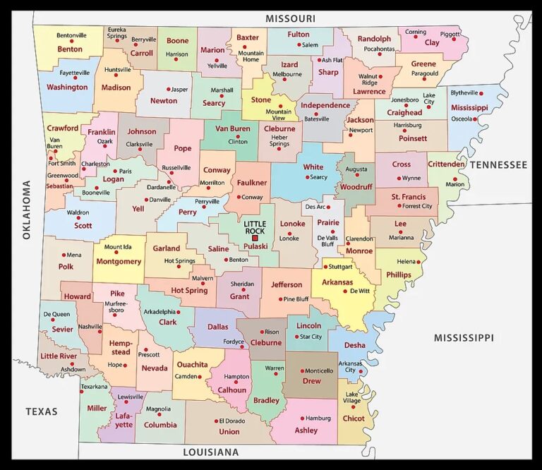 Arkansas County Map  County Map with Cities