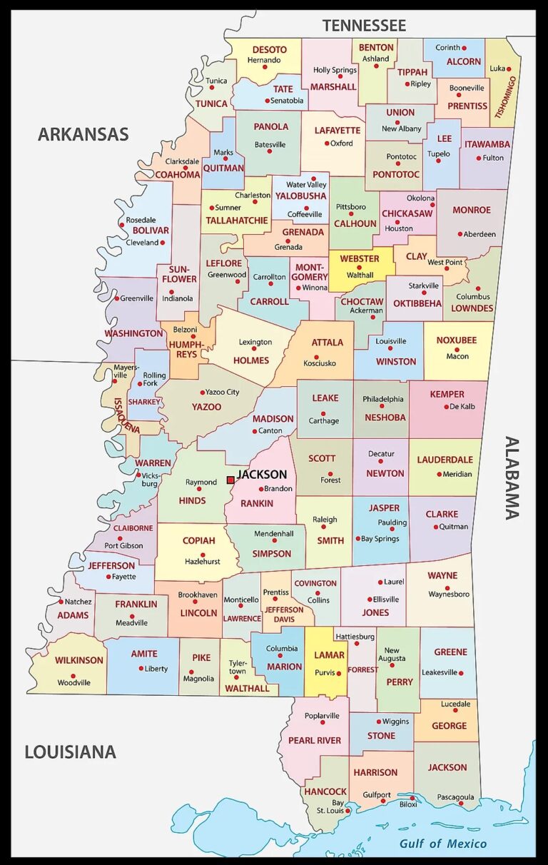 Mississippi County Map | County Map with Cities