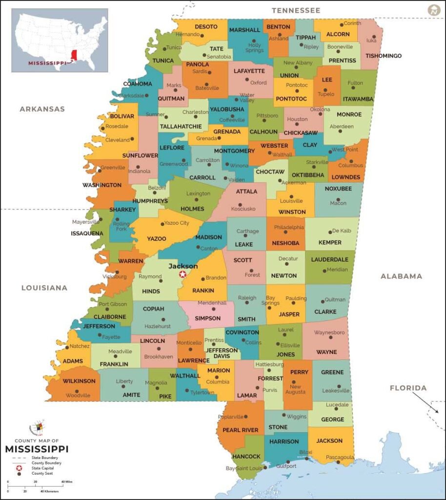 Mississippi County Map | County Map with Cities