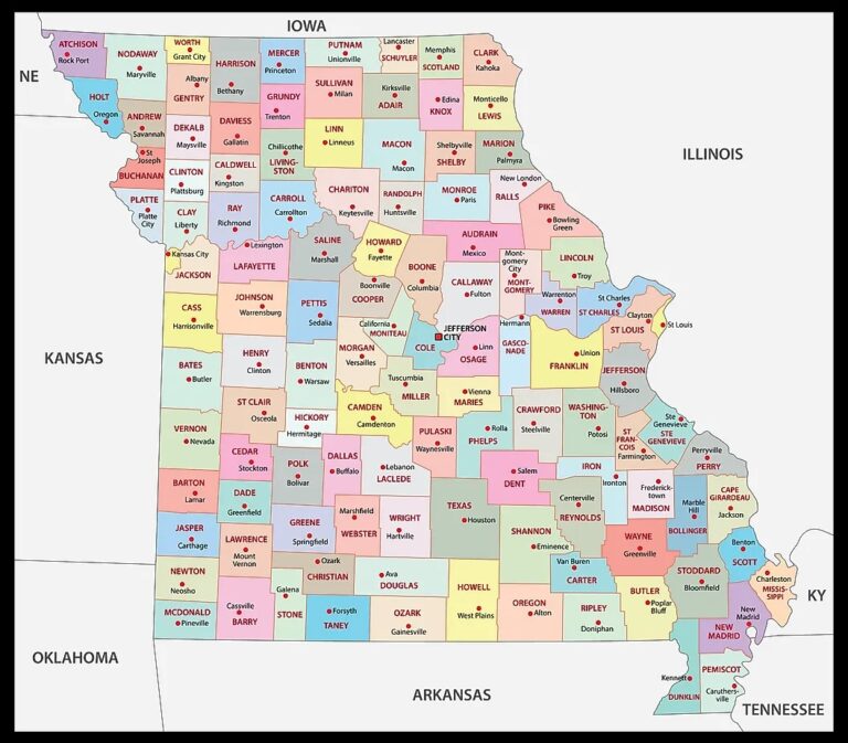 Missouri County Map | County Map with Cities