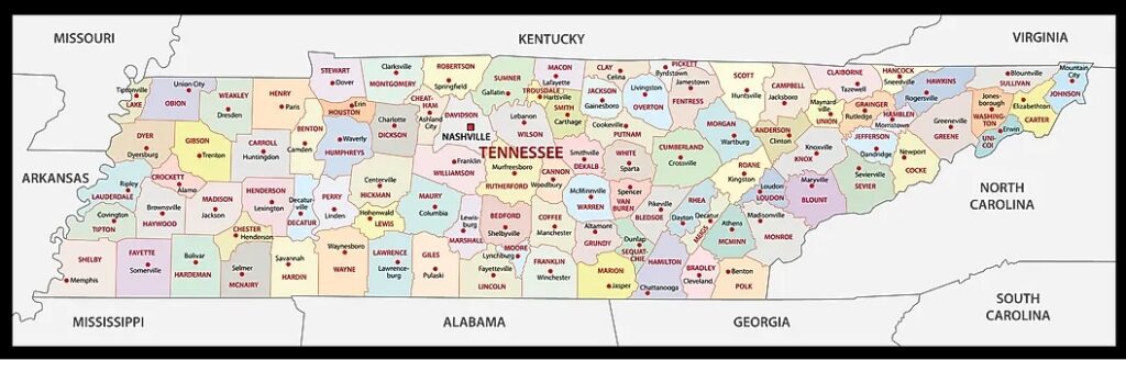 Tennessee County Map | County Map with Cities