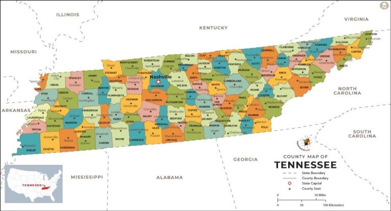 Tennessee County Map | County Map with Cities