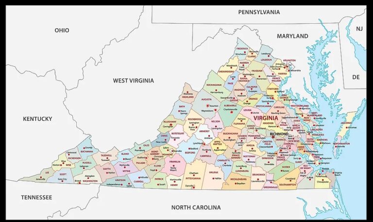 Virginia County Map | County Map with Cities