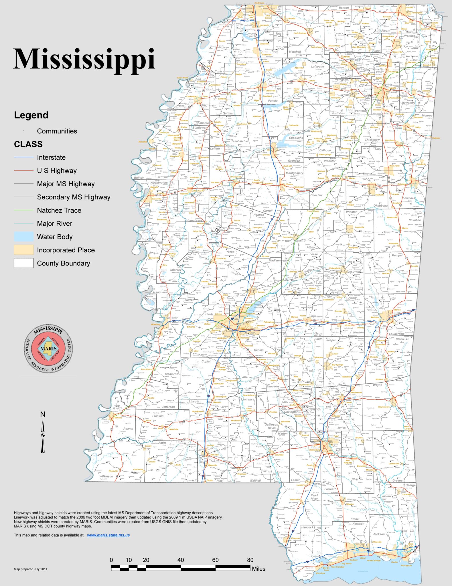 Mississippi County Map | County Map with Cities