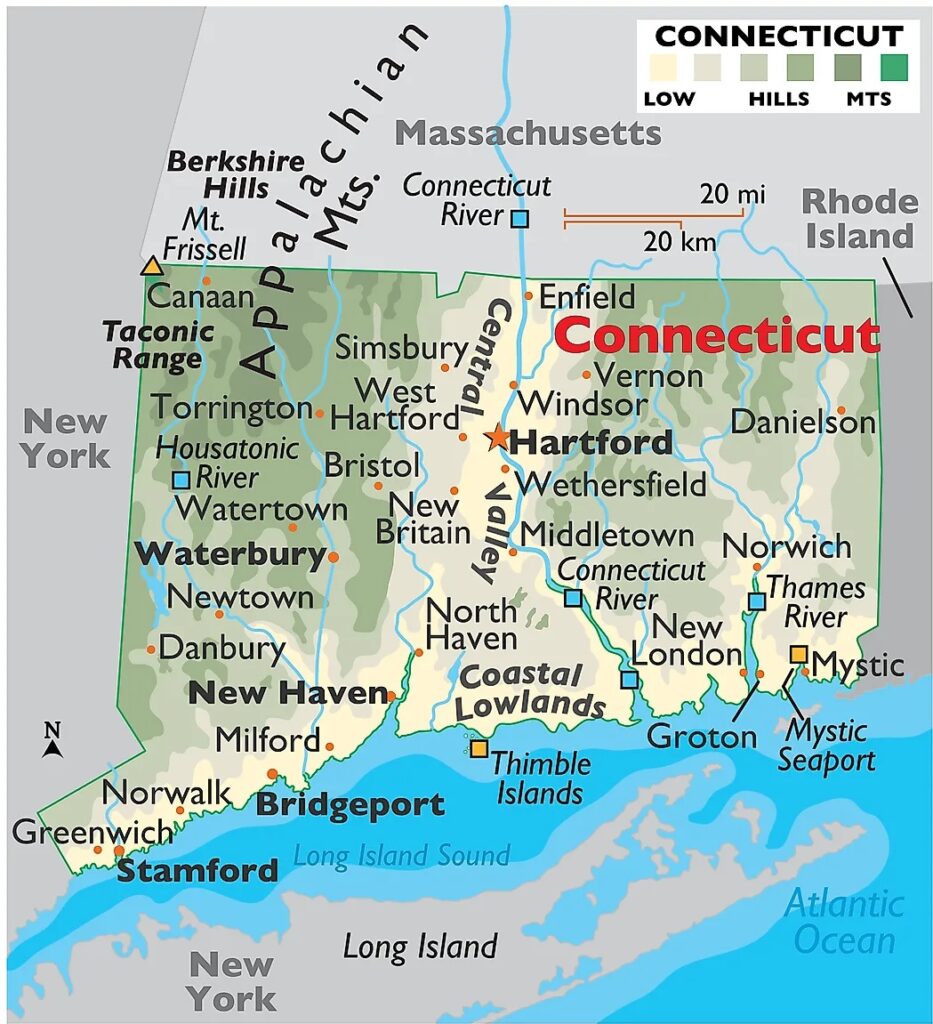 Map Of Connecticut 933x1024 