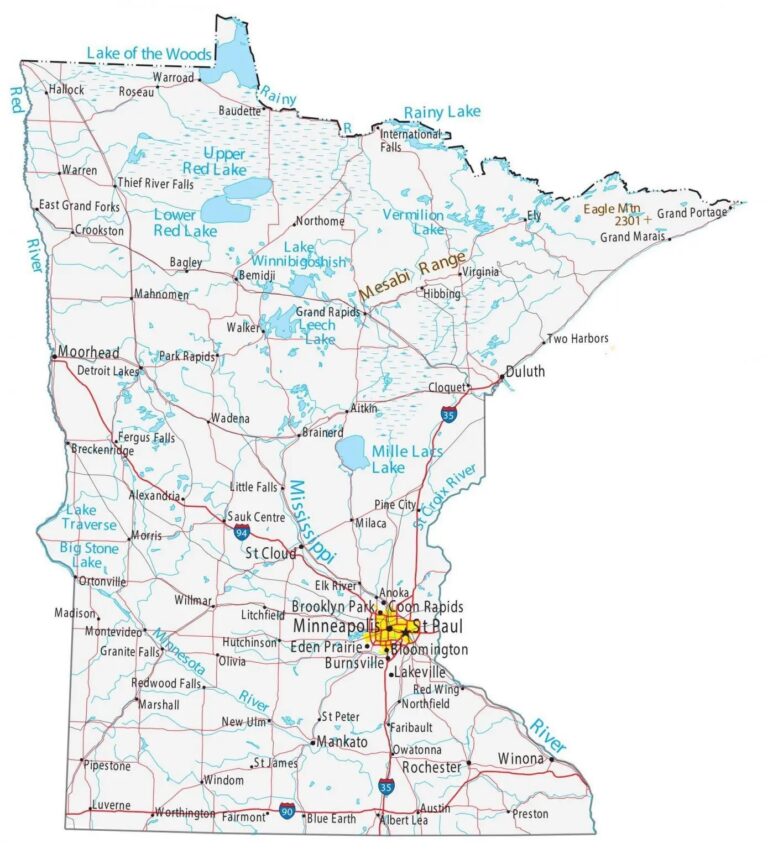 Map Of Minnesota Mn Cities And Towns Printable City Maps 6898
