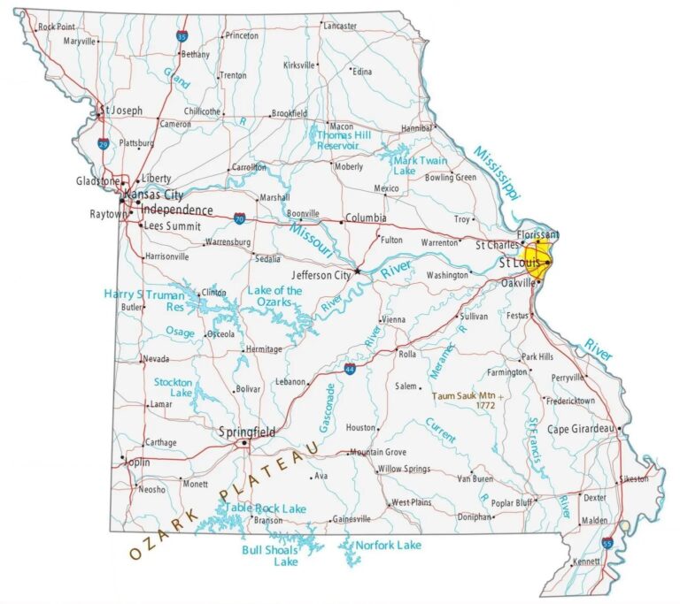 Map of Missouri (MO) Cities and Towns Printable City Maps