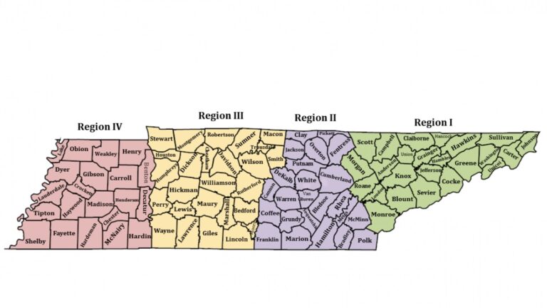 Tennessee County Map County Map With Cities   Map Of Tennessee With County Region 768x432 