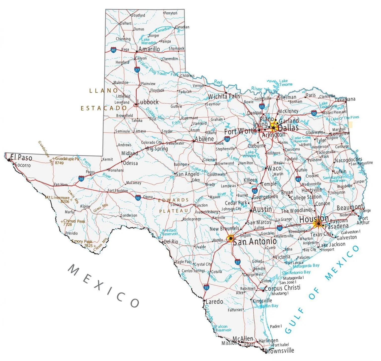 Map Of Texas Tx Cities And Towns Printable City Maps 5684