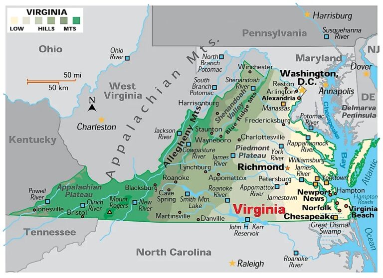 Virginia County Map | County Map with Cities