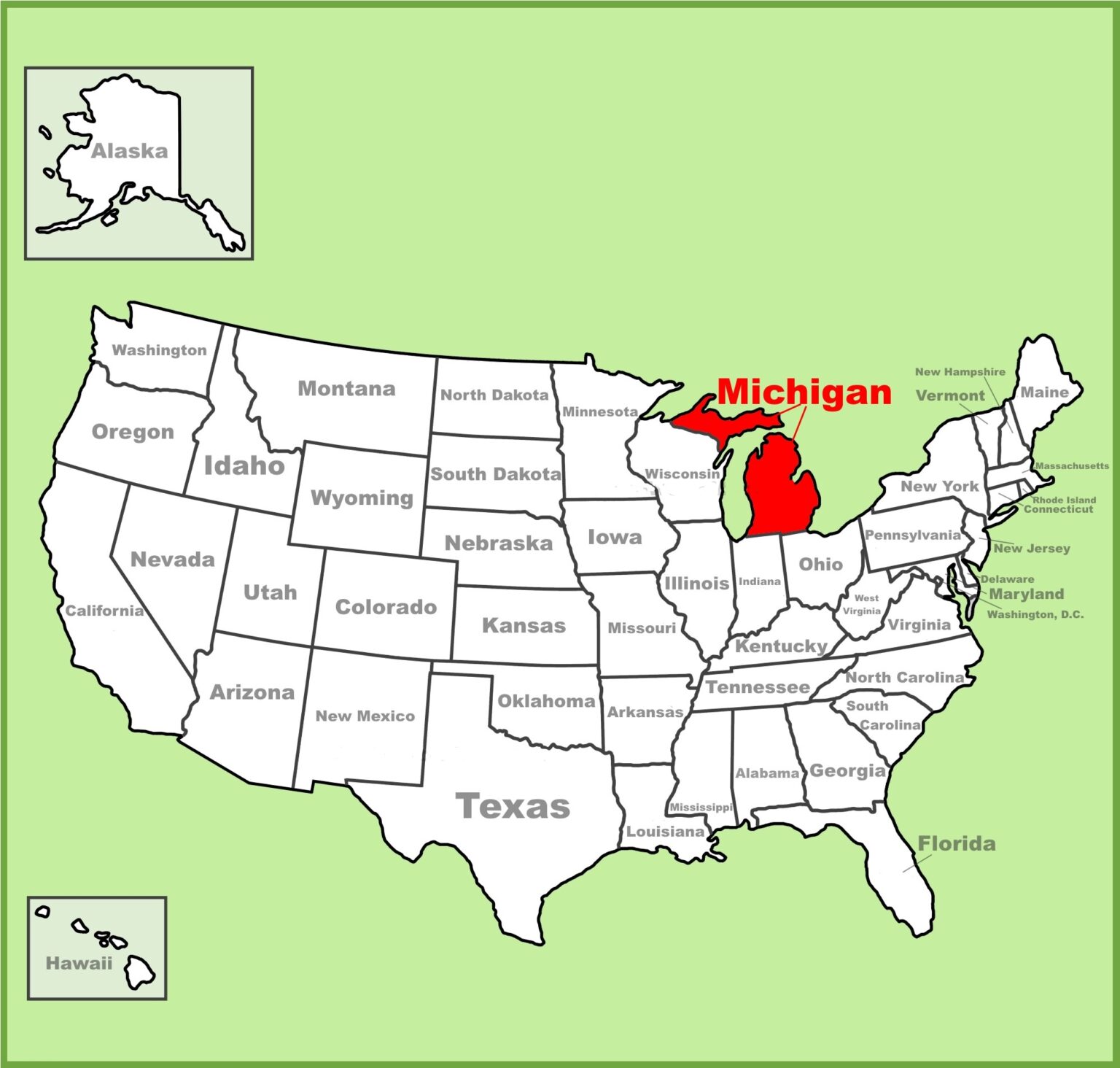 Michigan (MI) Map | State, Outline, County, Cities, Towns