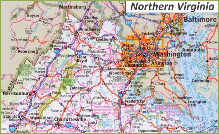 Map Of Virginia State Outline County Cities Towns 0203