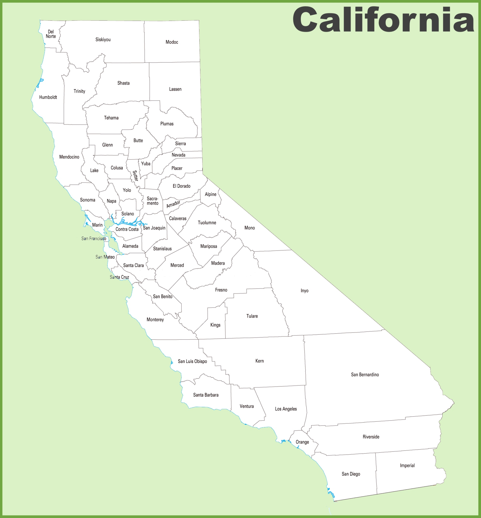 California County Map County Map with Cities