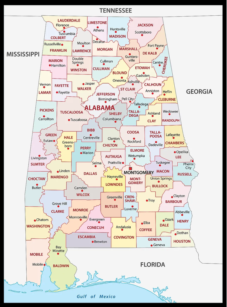 Free Alabama County Maps