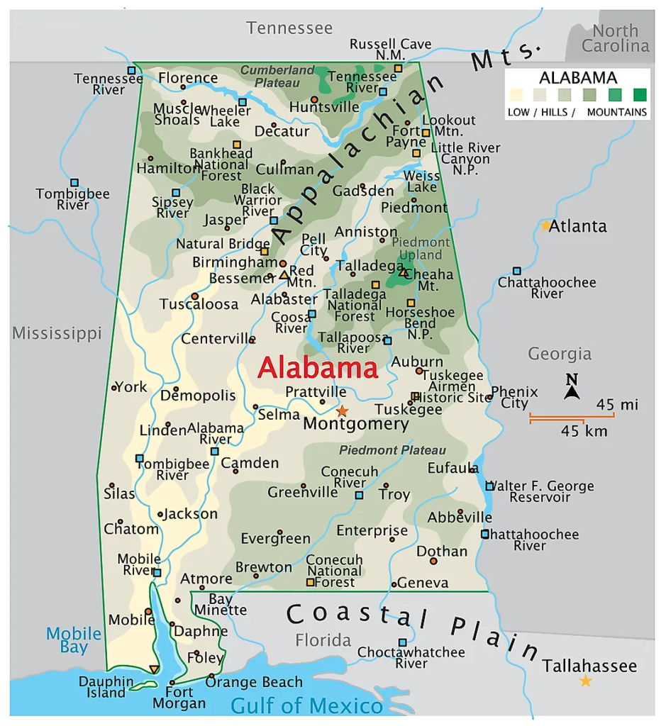 Map of Alabama Cities and Towns | Printable City Maps