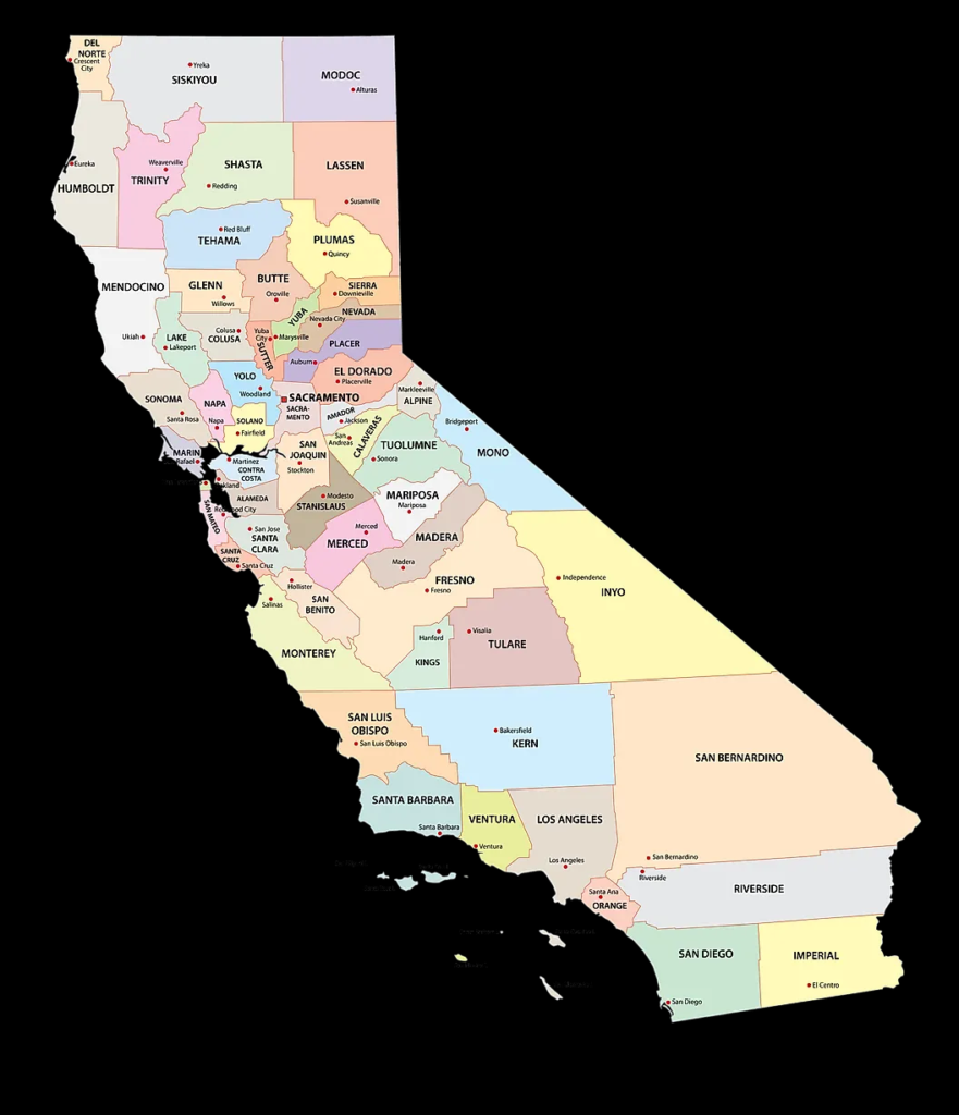 California County Map County Map With Cities 6447