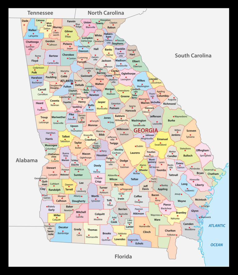 Georgia County Map | County maps with Cities