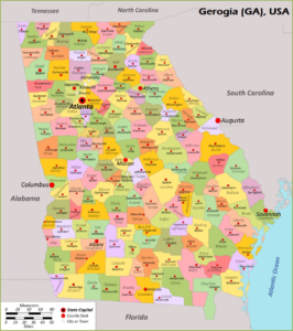 Georgia County Map  County maps with Cities