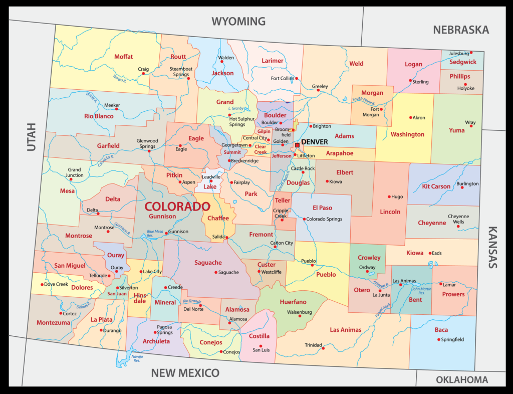 Map of Colorado Cities and Towns | Printable City Maps