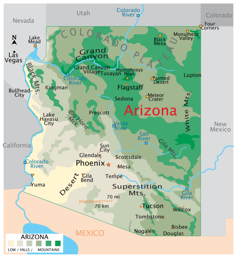 Map of Arizona Cities and Towns | Printable City Maps