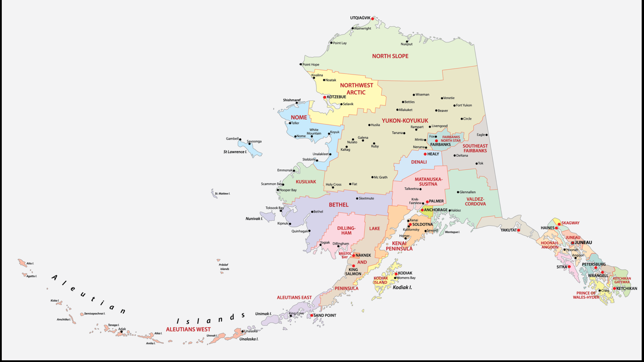 Alaska Borough Map Borough Maps With Cities 6333