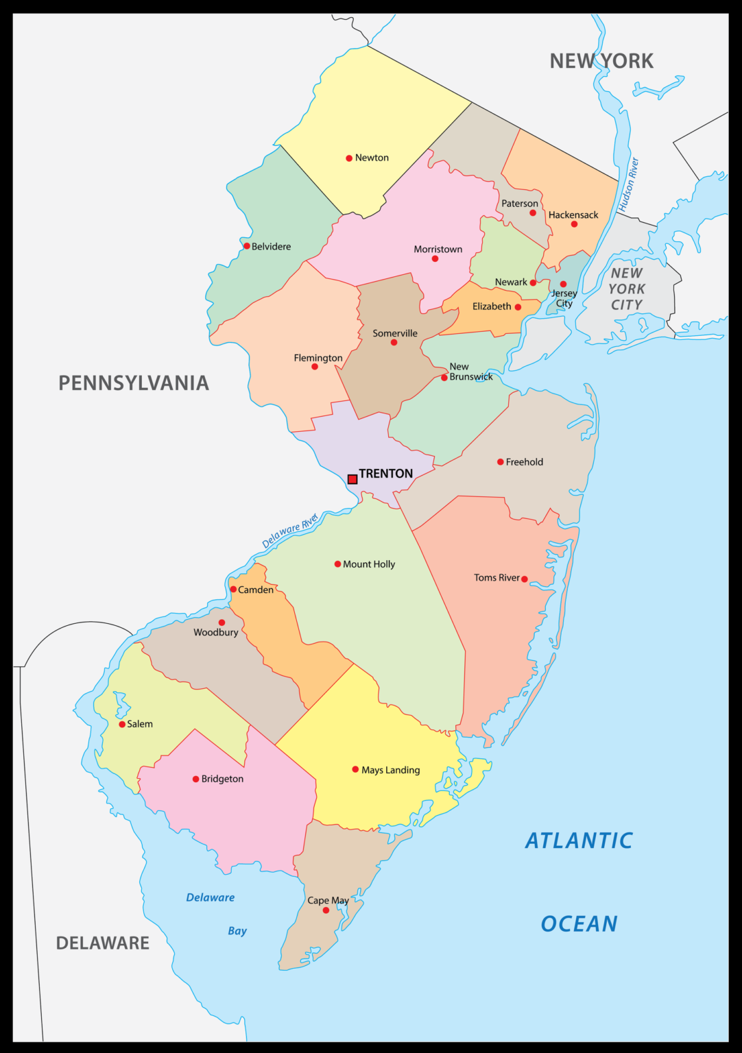 Map of Delaware | State, Outline, County, Cities, Towns