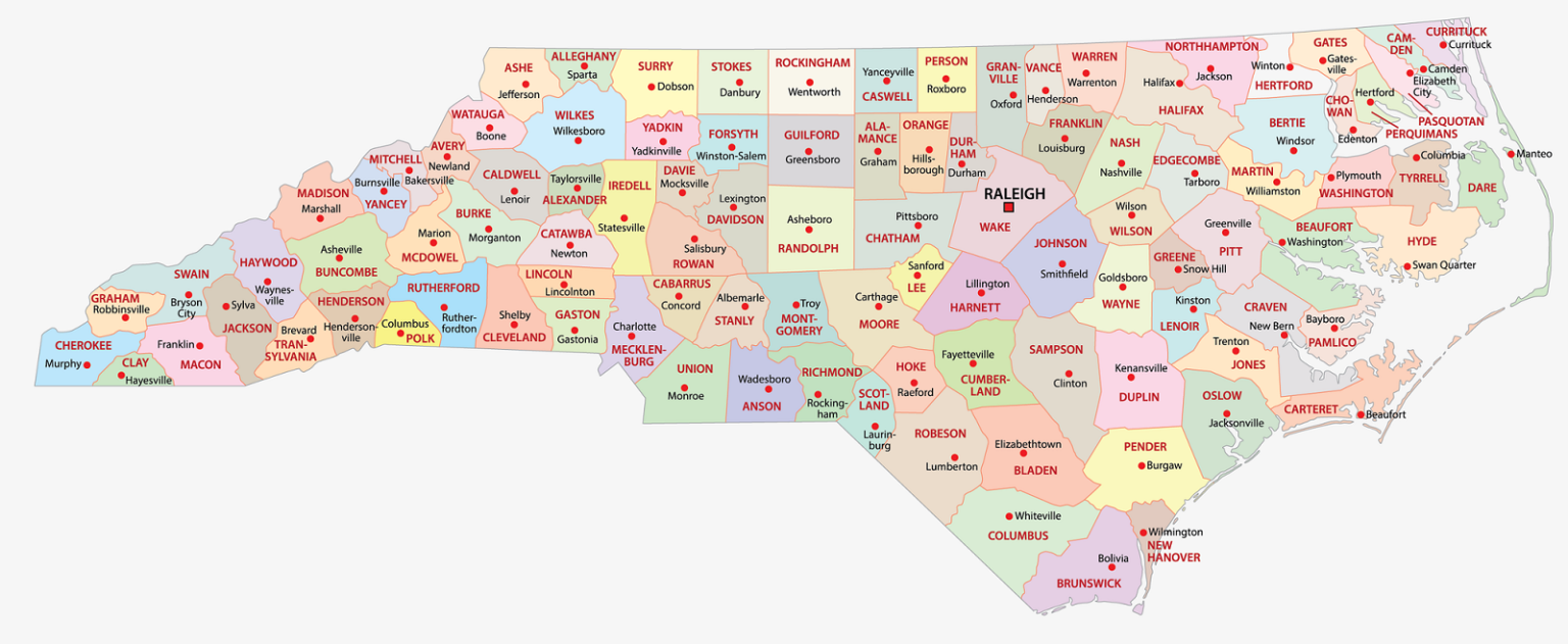 North Carolina County Map | County Map with Cities