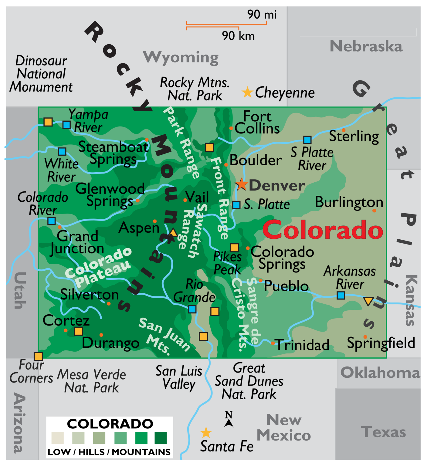 Map of Colorado Cities and Towns Printable City Maps