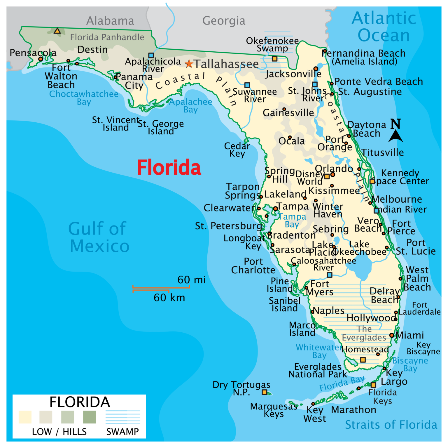 Map of Florida Cities and Towns Printable City Maps