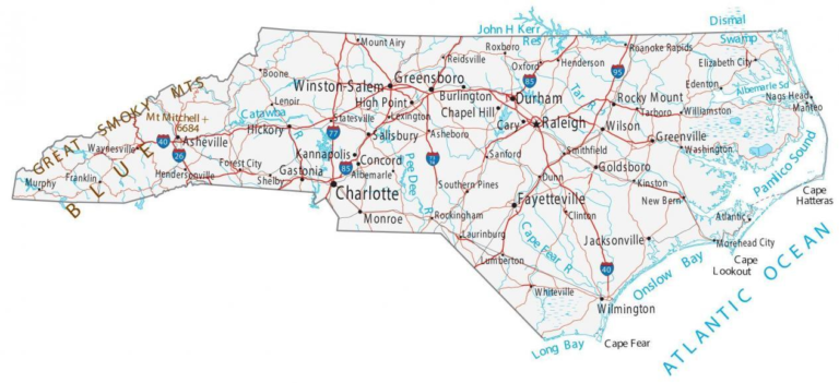 Map of North Carolina Cities and Towns | Printable City Maps